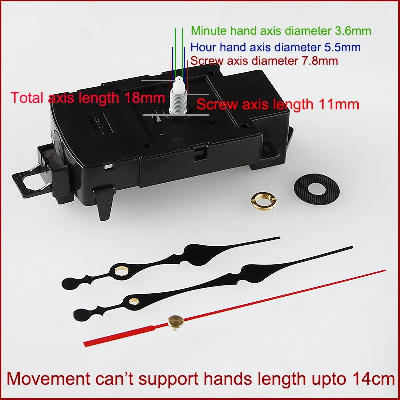 SHINFUKU 6mm & 11mm Sweep Pendulum Clock Mechanism 2057# Black Hands Clock Accessory Quartz DIY Kits