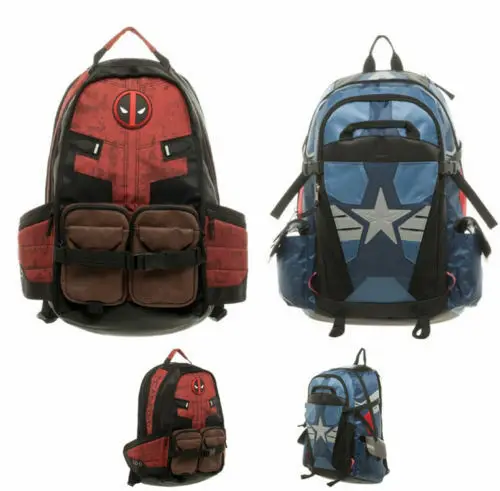 

Super Hero Marvel Comic Deadpool Captain America Backpack Laptop Travel Bag SchoolBag Student Bags