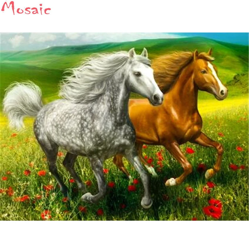 5d round Diamond Painting Horse Diamond Embroidery Animals Rhinestones Full Square Kits Cross Stitch Gem Painting Tool Crystals 