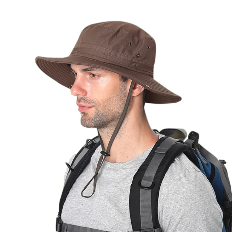 

Bucket Hat Water Resistant Quick Drying Adjustable Sunshade Outdoor Fisherman Cap With Chin String For Fishing Climbing