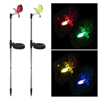 

Hot 2 Pcs LED Solar Light Multi Color-Changing Butterfly Dragonfly Figurines Lights Landscape Lighting for Garden Wedding Decora