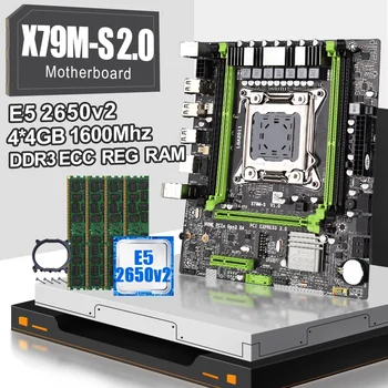

X79 lga 2011 motherboard X79M-S 2.0 set with XOEN E5 2650V2 Octa Core CPU and 4*4gb=16gb DDR3 1600MHZ ECC REG RAM