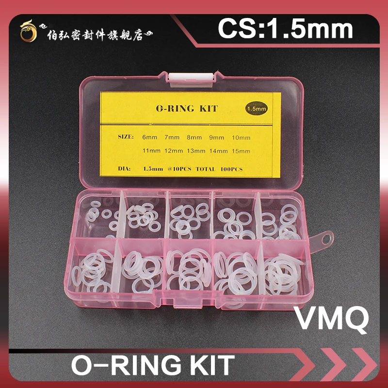 Silicone rubber O-rings Thickness 1.5mm white Ring Silicon O Seal VMQ Washer oring set Assortment Kit Set | Обустройство дома