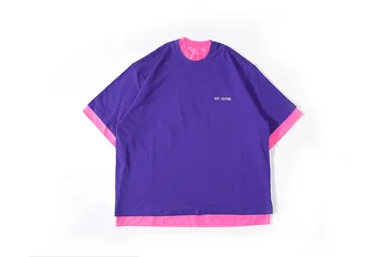 

Big Man Fit 2020ss Oversized Patchwork We11done T-Shirt Men Women Tops Tees Welldone Cotton Stitching Reversible T-Shirt