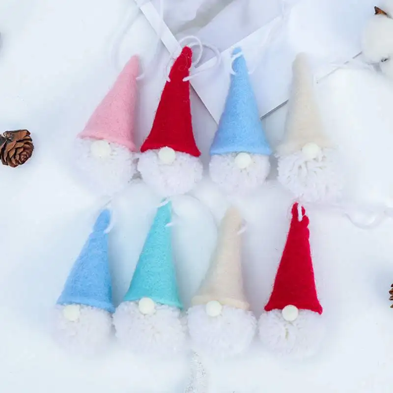 Hanging Ornament Faceless Santa Claus Doll Wool Felt Christmas Tree Pendant Christmas Tree Ornaments New Year Souvenir