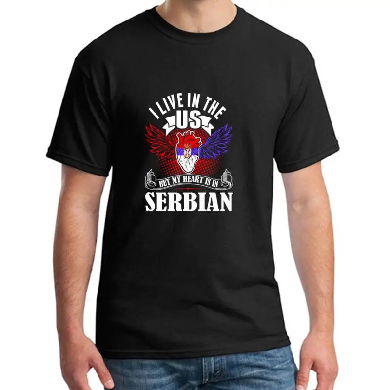 

printed My Heart Is In Serbian t-shirt for men Short-Sleeve Comical Kawaii male female t-shirts Clothes slogan