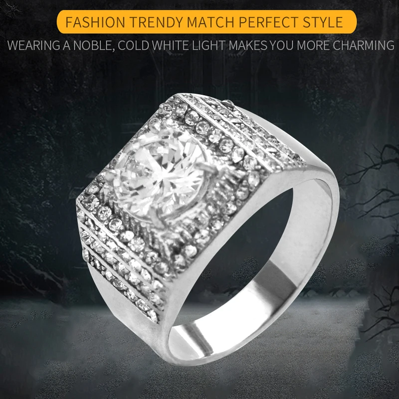 Luxury Women's stainless steel rings silver big stone ring engagement full CZ white ringen anillos mujer new arrival 2019 | Украшения и