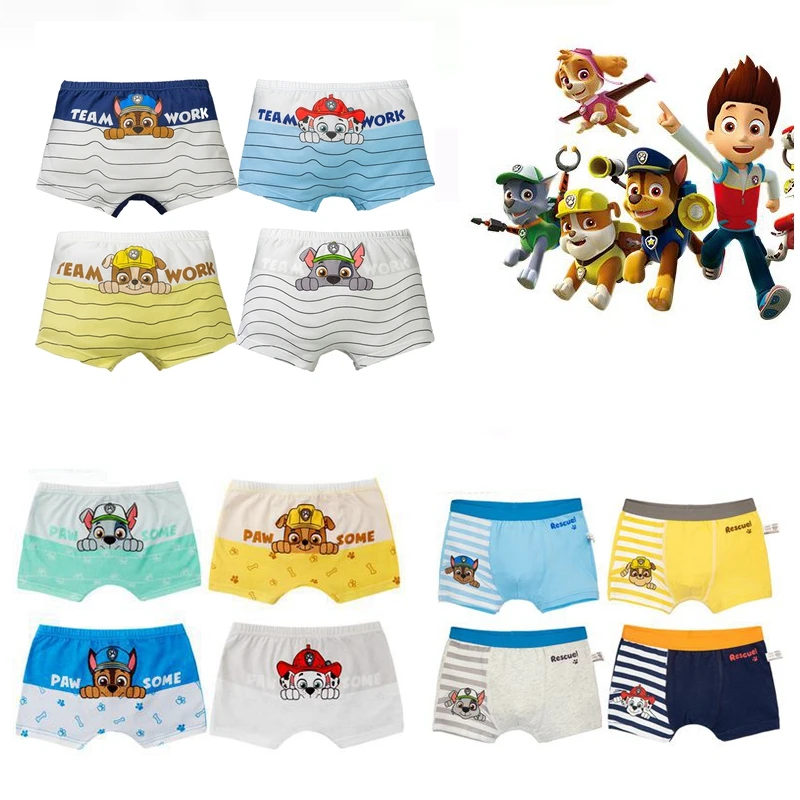 

4pcs/set Genuine Paw Patrol Toy Panties for Boys Action Figure Chase Rocky Marshall Cotton Boxer Briefs Kids Underpants 1-10Y