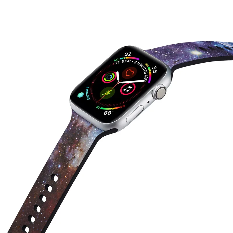 Спортивный мягкий силиконовый ремешок для Apple Watch 38 мм 42 мм 40 мм 44 мм браслет для iWatch серии 5 4 3 2 1 рисунок Фламинго ремешок