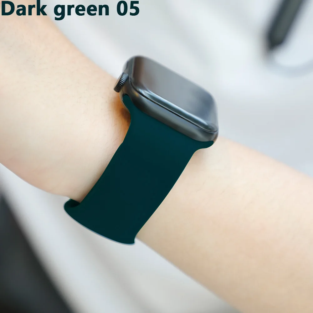 Dark green 05 Силиконовый ремешок для наручных часов Apple Watch, версии Apple watch 4 полосным 44 мм 40 мм 5 3 наручных часов iwatch, ремешок 42 мм, 38 мм, версия браслет ремешок для часов аксессуар - Цвет ремешка: Dark green 05