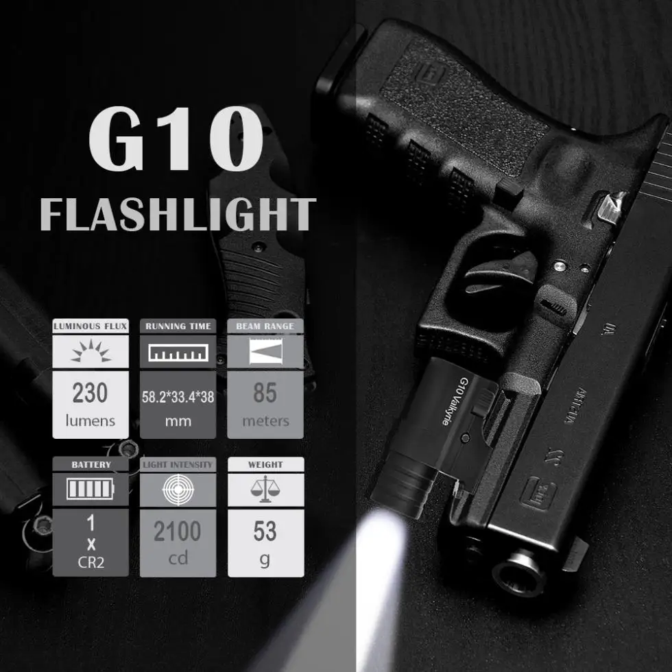 600LM 2 режима XP-G2 светодиодный ручной военный оружейный светильник s пистолет фонарь светильник Тактический светильник для охоты светильник ing