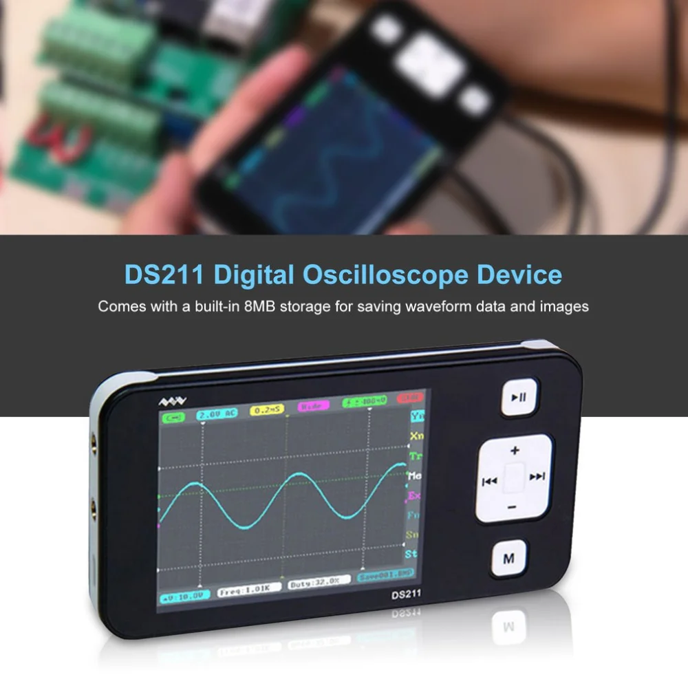 DS211 1-CH портативный цифровой осциллограф объем метр USB 1 МГц Мини DSO автомобильный набор