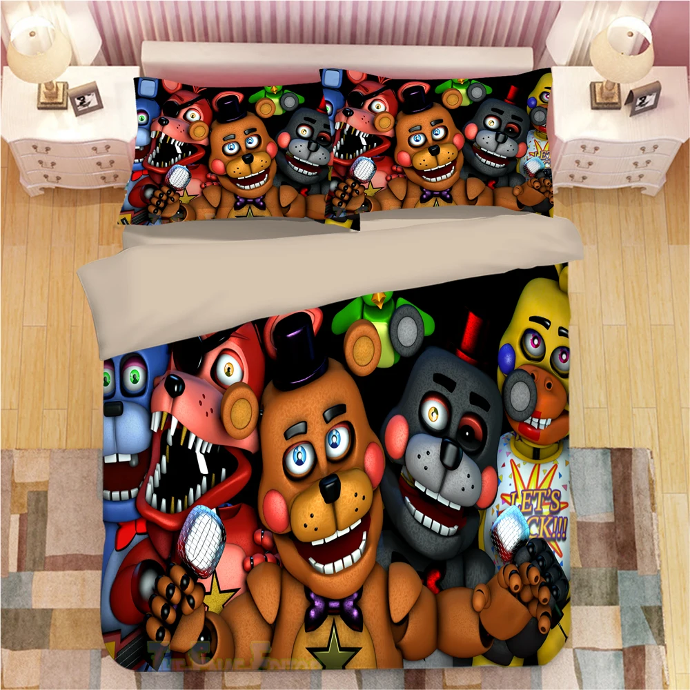 Золотой Мультфильм «Five Nights at Freddy's», «пять ночей мультфильм 3D Постельное белье пододеяльники, наволочки для подушек, игрушечный медведь одеяло Постельное белье s постельное белье - Цвет: Золотой