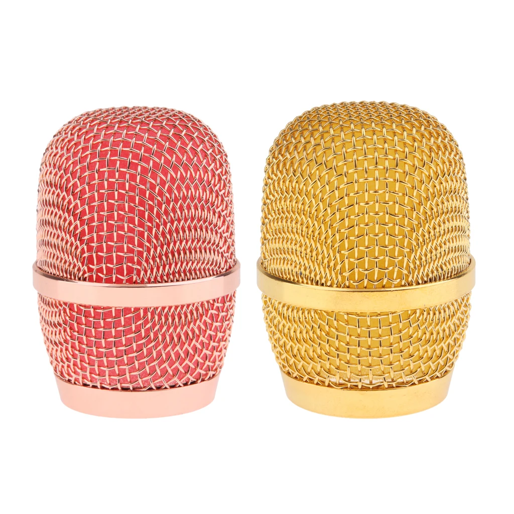 

MagiDeal 2x Microphone Ball Head Replacement Mesh Cover,Golden & Rose Golden