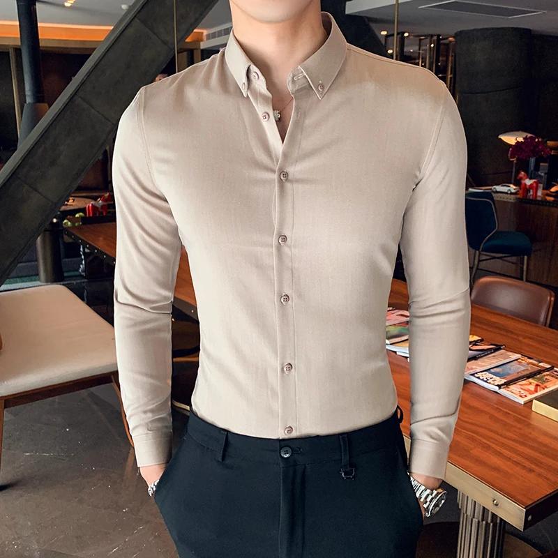 Британский стиль простая официальная одежда рубашка мужская Осенняя Новая мужская рубашка с длинным рукавом деловая Тонкая Повседневная рубашка для мужчин