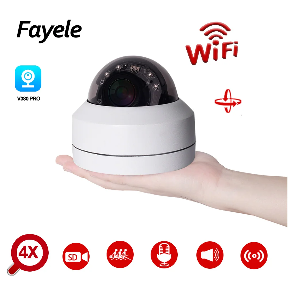 #cheap 2MP H.265 WIFI IR PTZ camera 4X Zoom Wireless HD IP Dome Camera IR 50M Night Vision 2 Way Audio SD Recording P2P Mobile Control