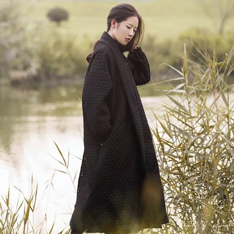 Black Jacket Винтажная зимняя куртка, Женская парка, пальто Макси длинного большого размера плюс, женская теплая осенняя одежда, верхняя одежда 53 - Цвет: Black Jacket