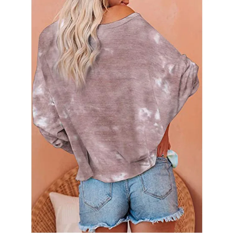 Tie Dye Print Woman T-shirts Long Sleeve Plus Size T Shirt O-neck Gradient Color Tee Shirt Trendy Sexy Women Streetwear