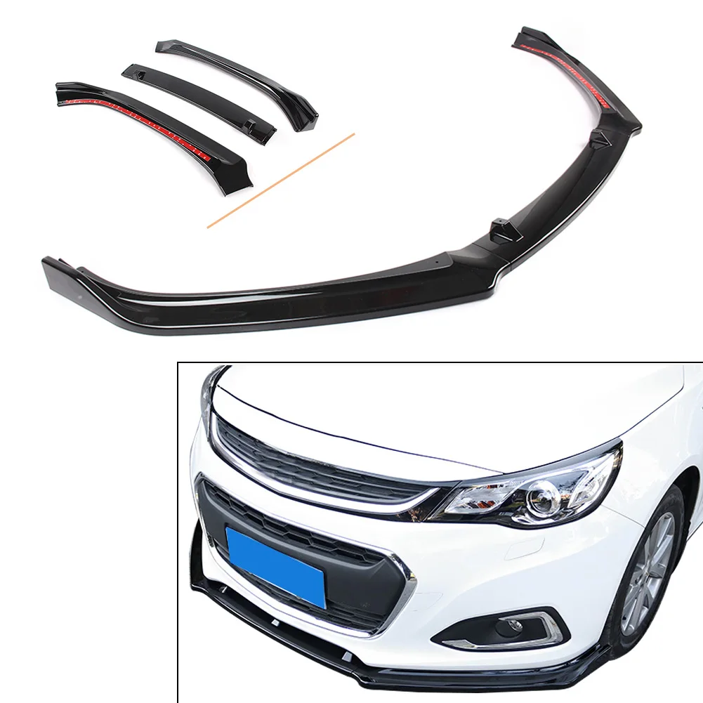 3 шт. Авто ABS передний бампер спойлер глянцевый черный для Chevrolet Malibu 2012 2013 2014 2015 2016
