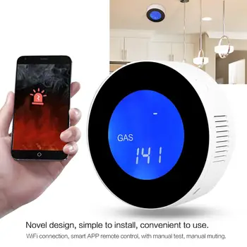 

LCD Display APP WIFI Control inform Combustible Gas Leak Detector Smart Natural Gas leakage Detecter Alarm Sensor Security Proti