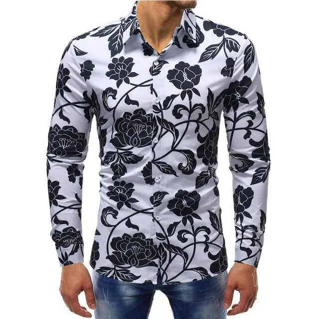 Мульти Farben Повседневная рубашка Mnner Herbst Langarm mnner Kleidung Hemd Mnnlich Plus Gree модные цветочные рубашки 5XL-M - Цвет: CS73