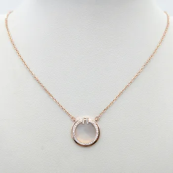 

Ms S925 pure silver inlaid opal classic fashionable joker clavicle necklace in Europe and America the holiday gift of beautiful