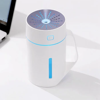

420Ml Usb Humidifier Portable Bottle Cap Shape Humidifier Aroma Oil Diffuser with Seven Colors Night Lamp for Home Office Car(Wh