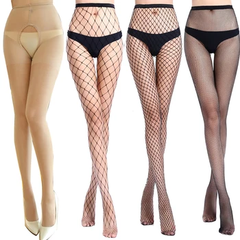 

1/2pcs Sexy Open Crotch Pantyhose Hollow Out Mesh Black Women Tights Stocking Fishnet Stockings Club Party Calcetines Female
