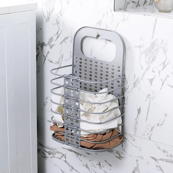 

Portable Laundry Storage Basket Collapsible Hamper Clothing Toy Storage Baskets Free Punching Household Laundry Storage Baskets