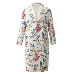 Goodlishowsi осенне-зимнее высокоуличное Женское пальто с цветочным v-образным вырезом и длинными рукавами, расшитая бисером верхняя одежда