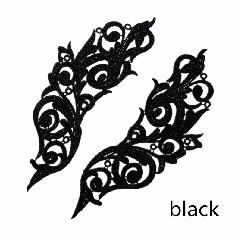 black Zsbszc 5 пар 26,3X11 см белая ткань полиэстер, с вышивкой DIY кружевные нашивки венецианские кружевные цветы аппликация аксессуары для одежды LP-DA827 - Цвет: black