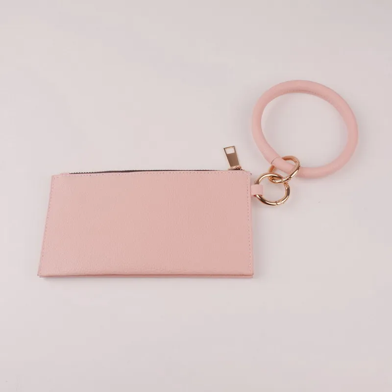 pink Новинка от Rainbery, модный многофункциональный брелок для ключей и кошелек для телефона из искусственной кожи, круглый брелок с подходящей сумочкой-браслетом - Цвет: pink