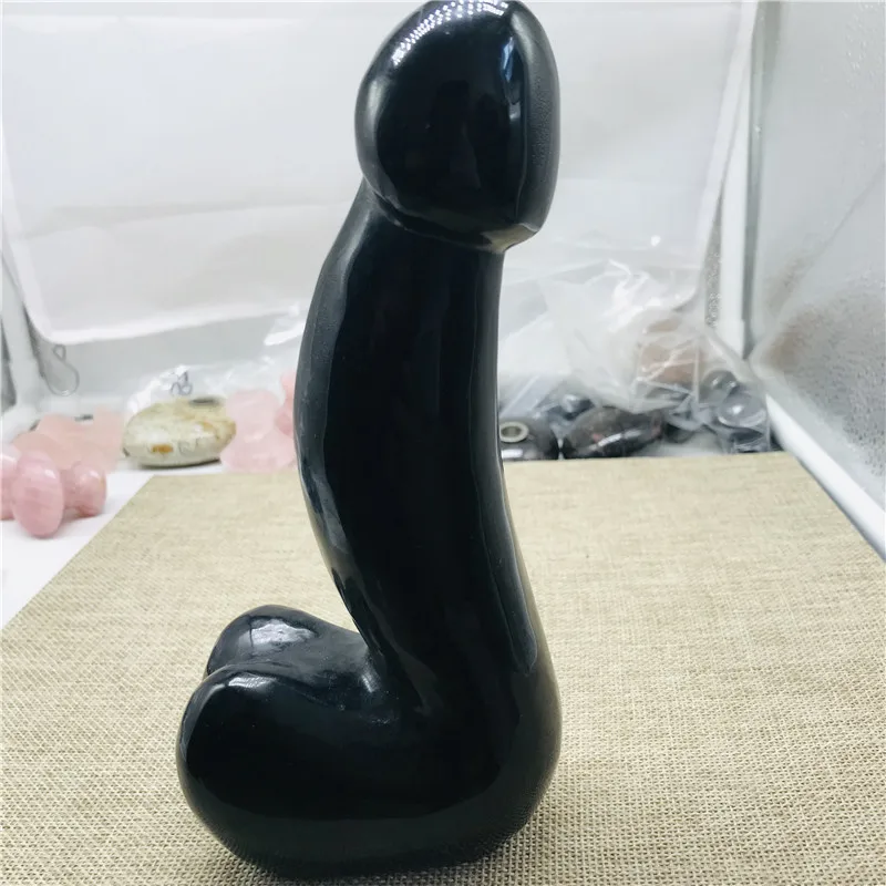 Natural black obsidian hand-carved quartz crystal Massage stick