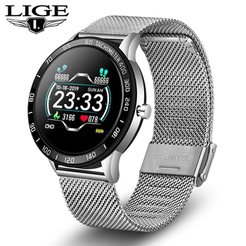 

LIGE Luxury Smart Watch Men Sports Watch Waterproof Fitness Tracker Heart Rate Blood Pressure Monitor Pedometer for Android ios