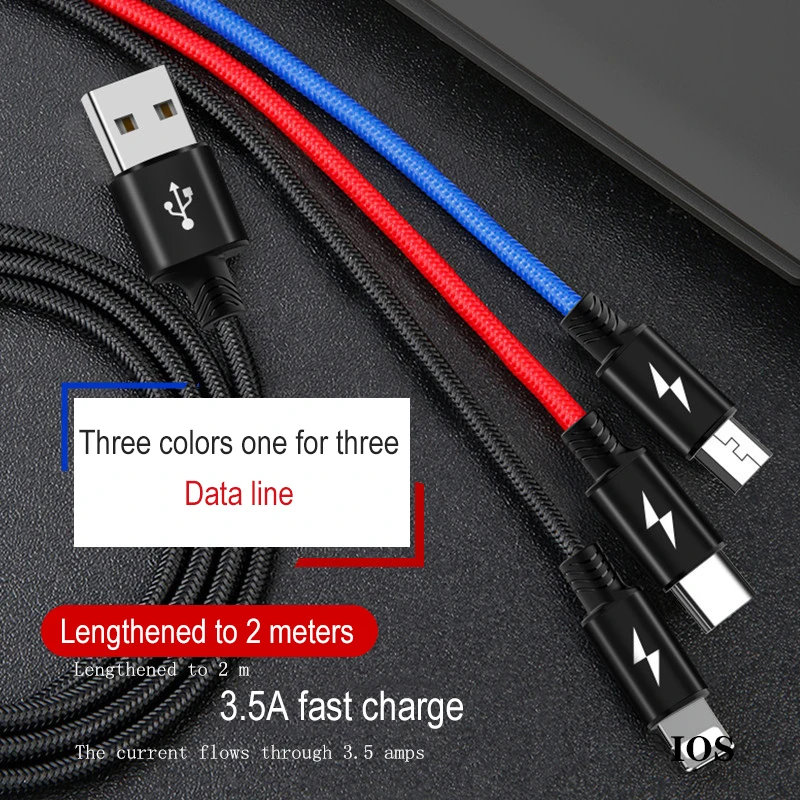 3 в 1 USB кабель Micro usb type C кабель для iPhone samsung huawei Xiaomi Redmi мобильный телефон Быстрая зарядка кабель usb c зарядное устройство Шнур