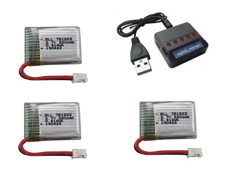 3,7 в 220 мАч LIPO батарея с зарядным устройством для E010 T36 NH010 F36 H36 RC дроны батарея для HS210 SANROCK GD65A ATOYX AT-66 751823 - Цвет: Цвет: желтый