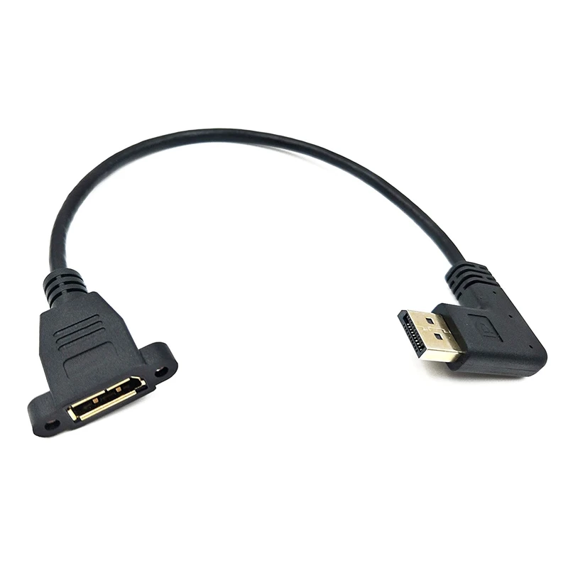DP to Cable 12 inch / 30cm Left Angle 90 Degree Displayport (DP) Male DisplayPort Female with Screw Hole Panel Mount |