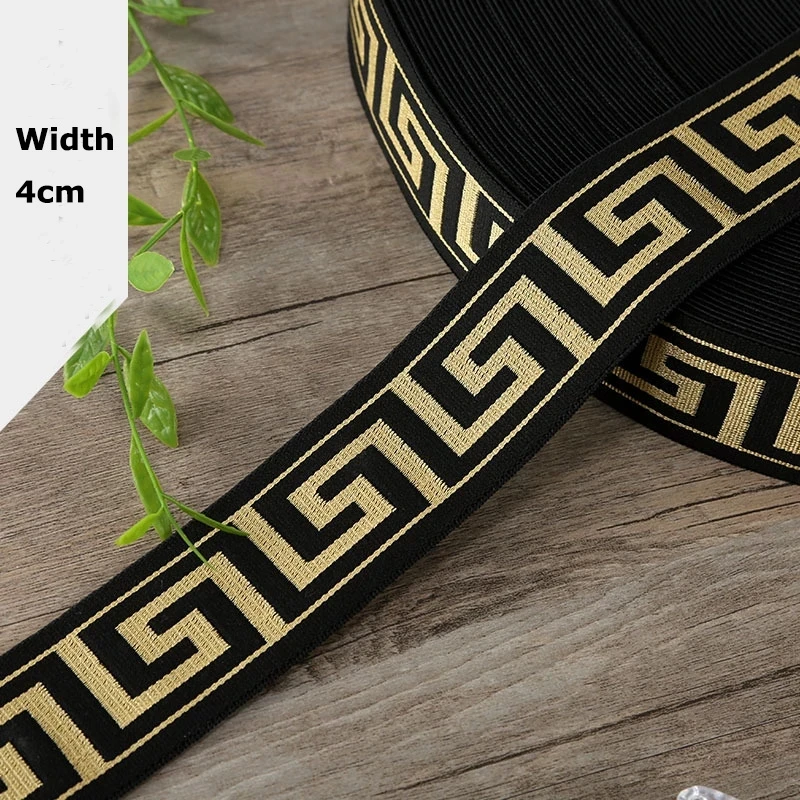 4cm National Design Ribbon DIY Clothing Jacquard Elastic Band Webbing Fashion Elastic Ribbon Casual Dress DIY Sewing Accessories