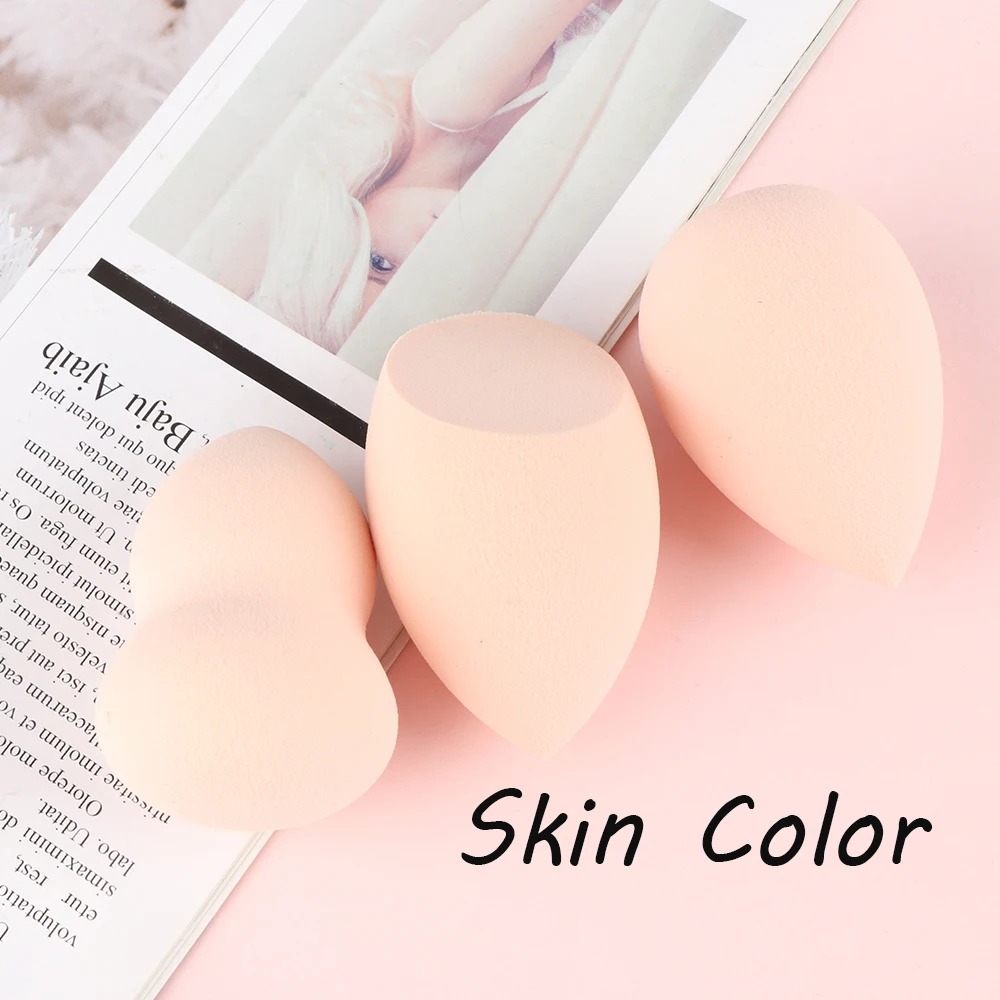 Skin Color 3/4PCS/Set Waterdrop Makeup Sponge Natural Rubber Puff Face Foundation Powder Cream Blending Sponges Women Beauty Cosmetic Tools - Цвет: Skin Color