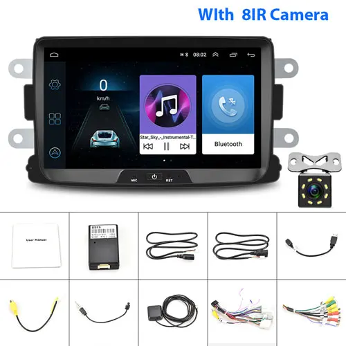 With 8 IR Camera Podofo 2din Автомагнитола 8 дюймов Android 8,1 gps Wifi MP5 зеркальный Автомобильный мультимедийный плеер для Renault Sandero Duste Logan Dokker Автомагнитола - Цвет: With 8 IR Camera