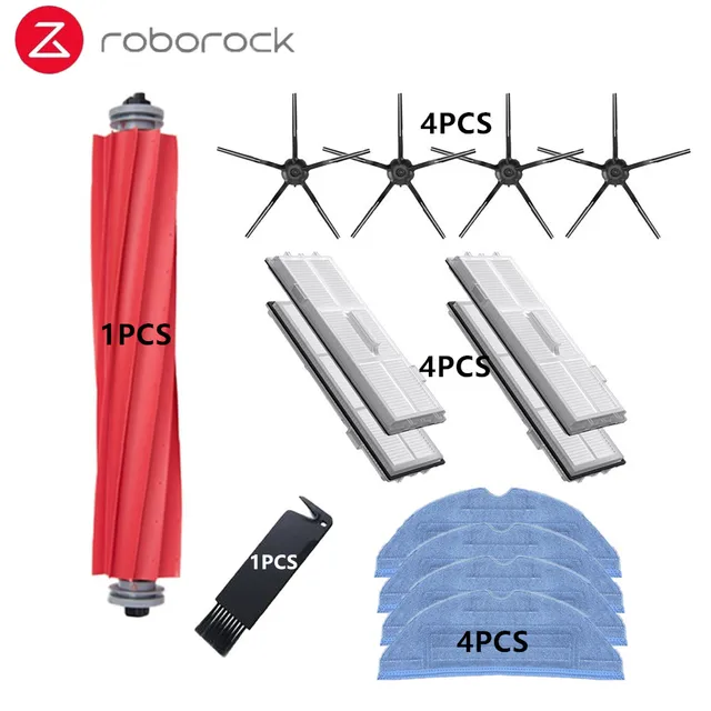 Xiaomi Roborock S70 S7 S7Max T7S T7S Plus Main Brush Hepa Filter Mop Pad Vacuum Cleaner spare Parts Roborock S7 Accessories Black 14pcs