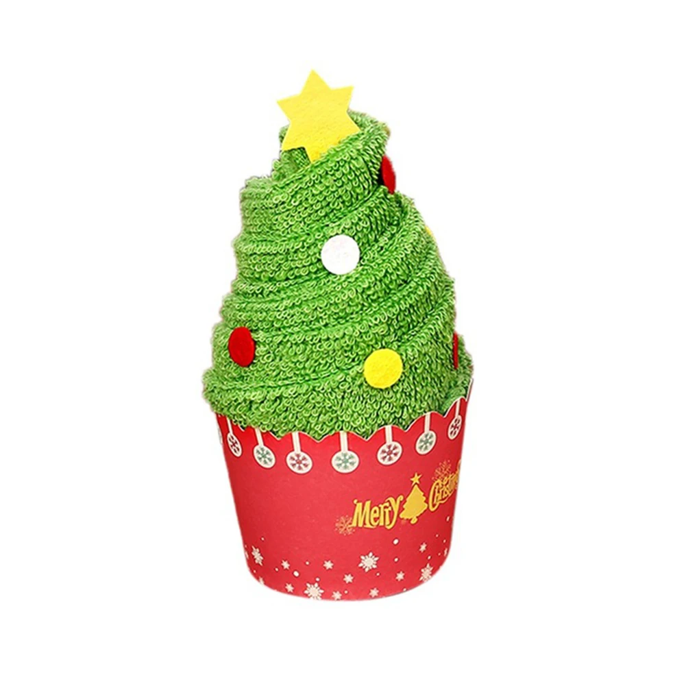 Праздничный торт моделирование Хлопковое полотенце Санта полотенце со снеговиком подарки на Рождество TUE88 - Color: Christmas Tree