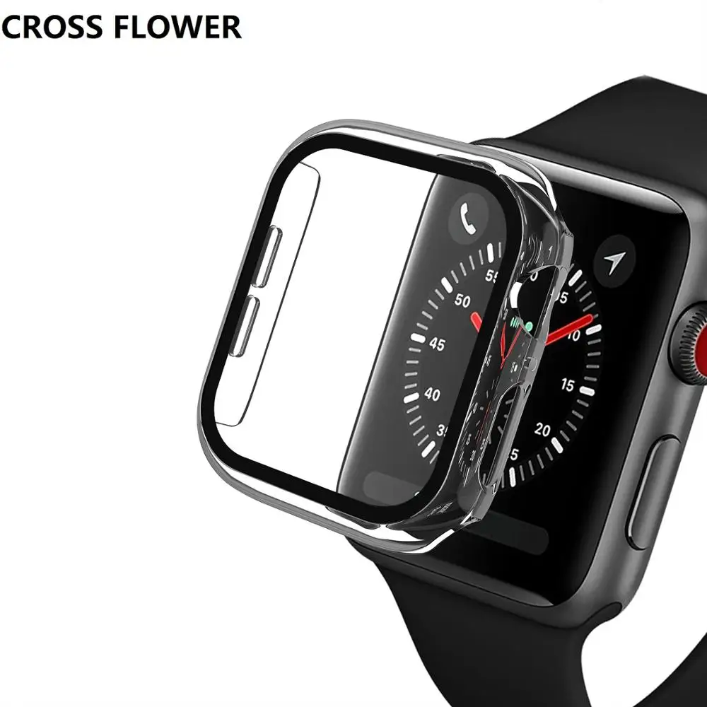 

Watch Cover Case for Apple Watch 5/4 40MM/44MM PC Bumper with Glass Protector Film for iwatch Series 3/2 38 42MM accessories