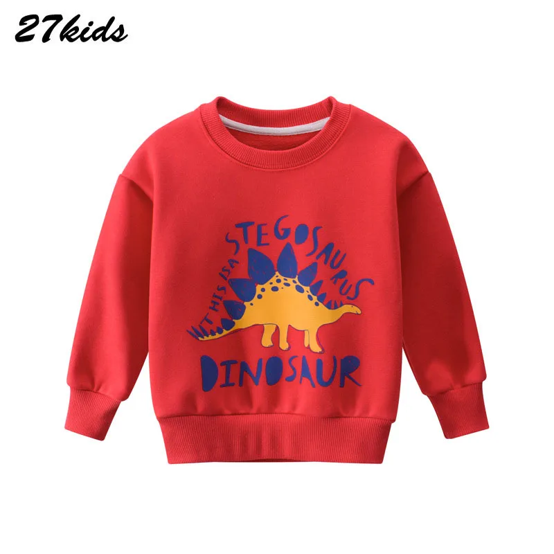 2950red Детский свитер с динозавром из мультфильма для мальчиков 2-9 лет, весна-осень, новая детская одежда для мальчиков и девочек, детские футболки для мальчиков, 27 - Цвет: 2950red
