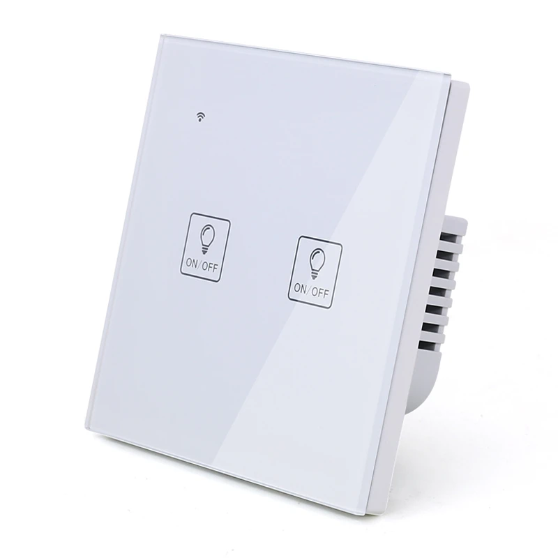 Wi Fi Сенсорный настенный выключатель с изображением иконы света белое стекло