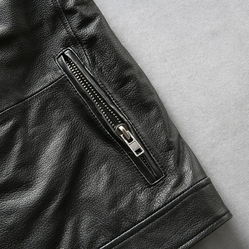 Male Motorcycle Rider Jacket Genuine Leather Spring Autumn Vintage Black Jacket Male High Quality Soft Cowhide Coat