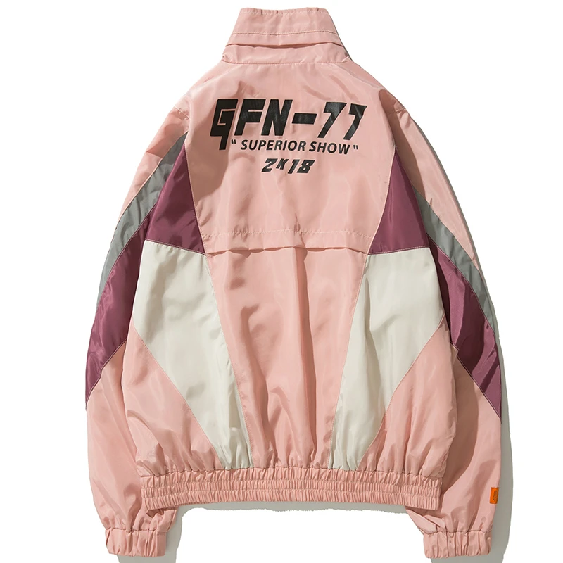 

Reflective Vintage Oversize Windbreaker Men Patchwork Harajuku Streetwear Cargo Jackets Coat Hip Hop Bomber Jackets men jacket