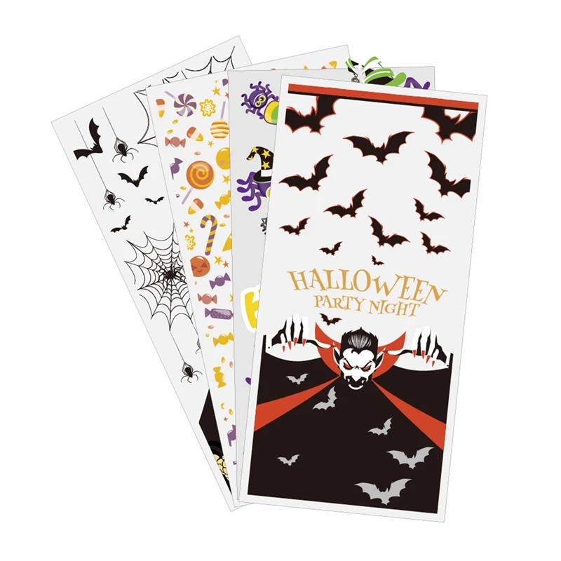 50pcs Halloween Pumpkin ghost bat cartoon animal pattern Candy Bag Transparent Plastic Halloween Party Decor kid favous Gift Bag