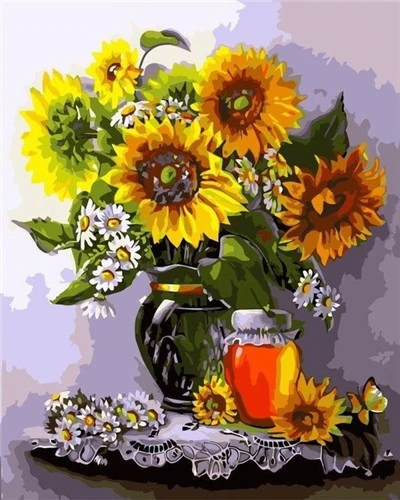 HUACAN Paint Numbers Flowers Drawing On Canvas HandPainted Kits Coloring Art Gift DIY Oil Pictures Home Decoration - Цвет: SZHC1-958