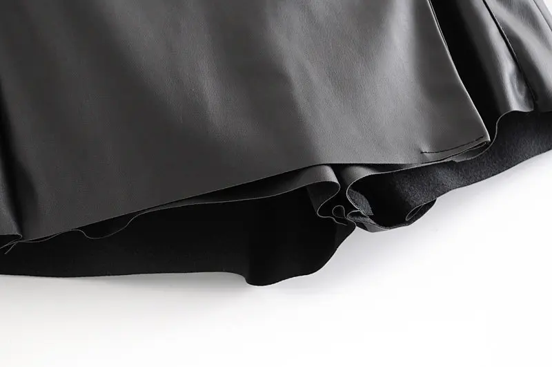 KZ141 осенние женские шорты черного цвета из искусственной кожи в европейском стиле